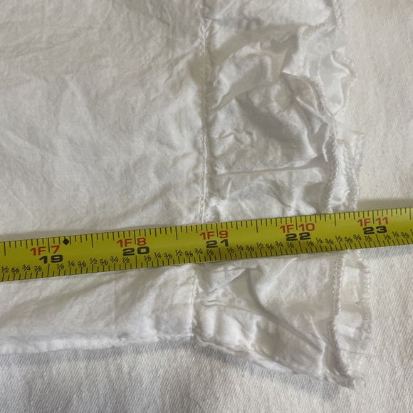 Zury White Ruffled Ruched Waist Wide Leg Bloomer Style Cropped Cotton Pants Med - Picture 10 of 10